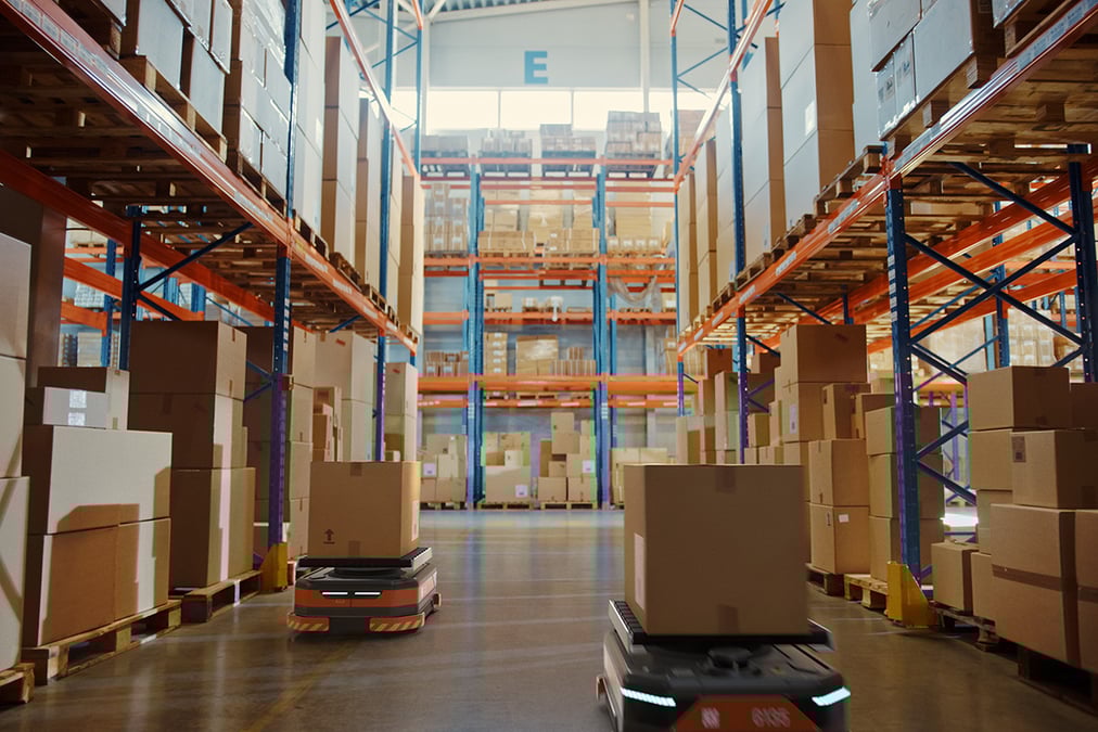 AGVs in the warehouse